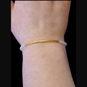 Gorjana Power Gemstone Bracelet 2" Long Gold Tone Bar 9" Max Size